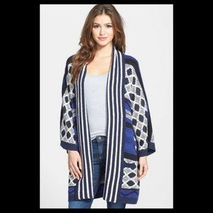 Lucky Brand- Intarsia Open Front Knit Cardigan